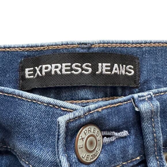 Express Jeans Womens size 0R 0 Blue legging skinny mid rise Preppy Bodycon - Picture 3 of 13